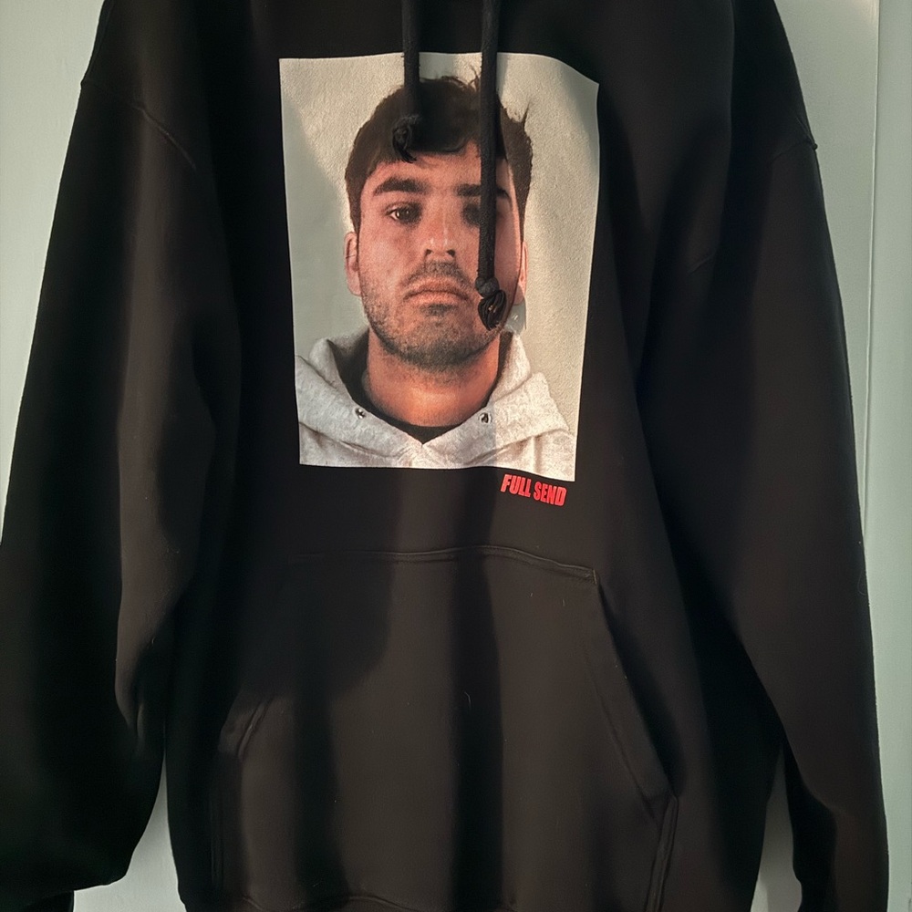 Black Hoodie with Portrait Graphic